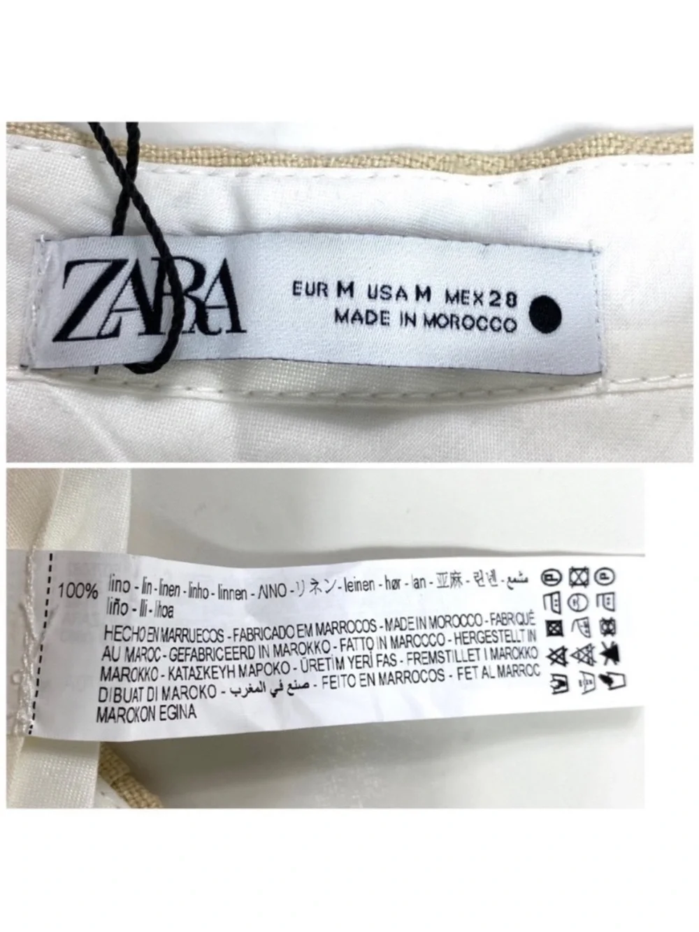 Zara Cream Wide-Leg Linen-Blend Pants